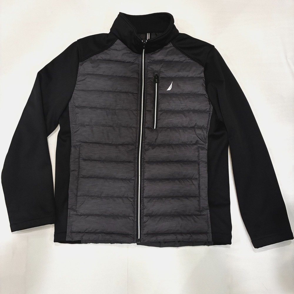 NAUTICA Men's Soft Shell Jacket Water Resistant Size M Black and Dark Gray